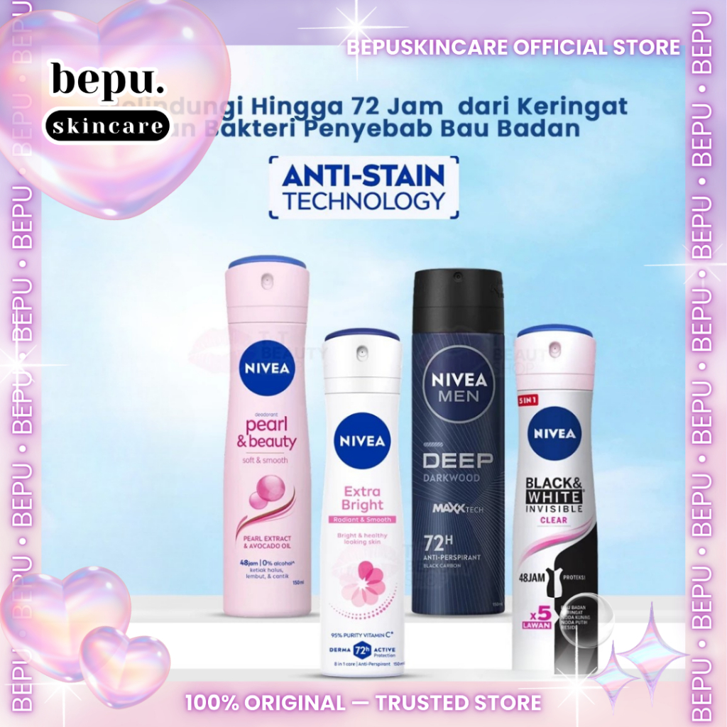 Bepuskincare - Nivea Man And Woman Spray | |NIVEA MEN Spray Deodorant Deep Darkwood 150ml | NIVEA De