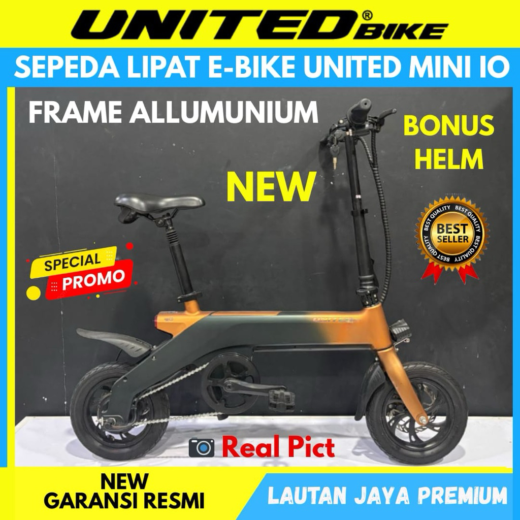 Sepeda City Bike Listrik E-Bike United Folding Mini IO New