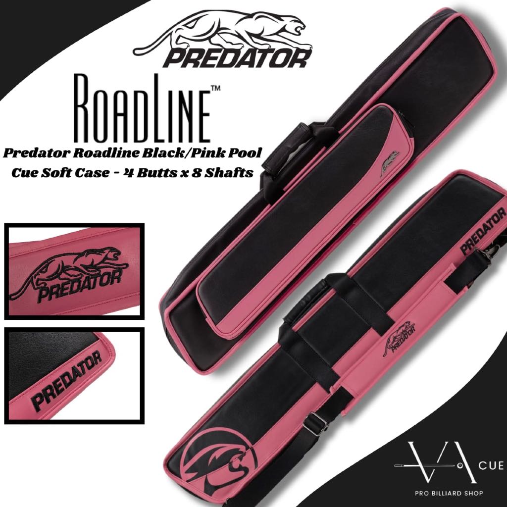 Predator Roadline Black/PinkPool Cue Soft Case - 4 Butts x 8 Shafts - Tas Billiard Predator Roadline