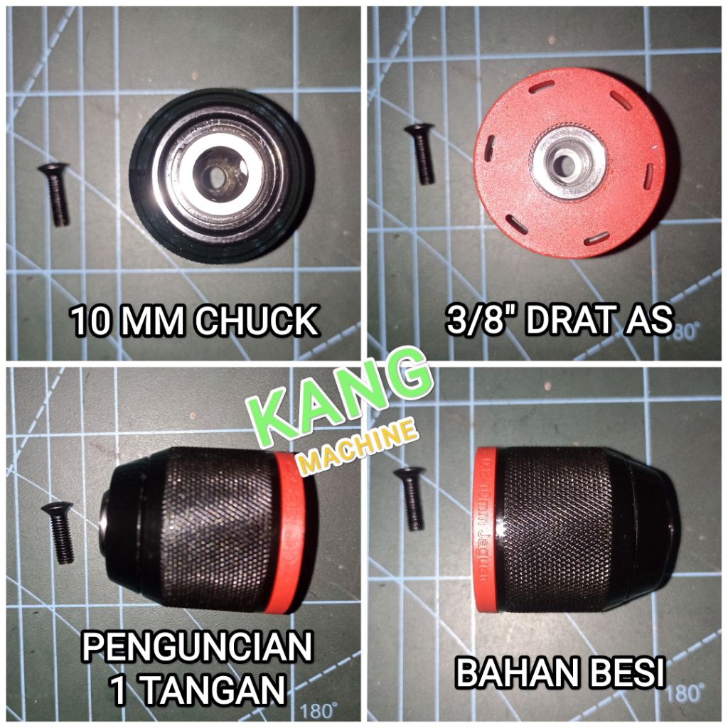 chuck bor chuck besi chuck mesin bor cordless Fligman Kamolee 10mm kepala bor sparepart
