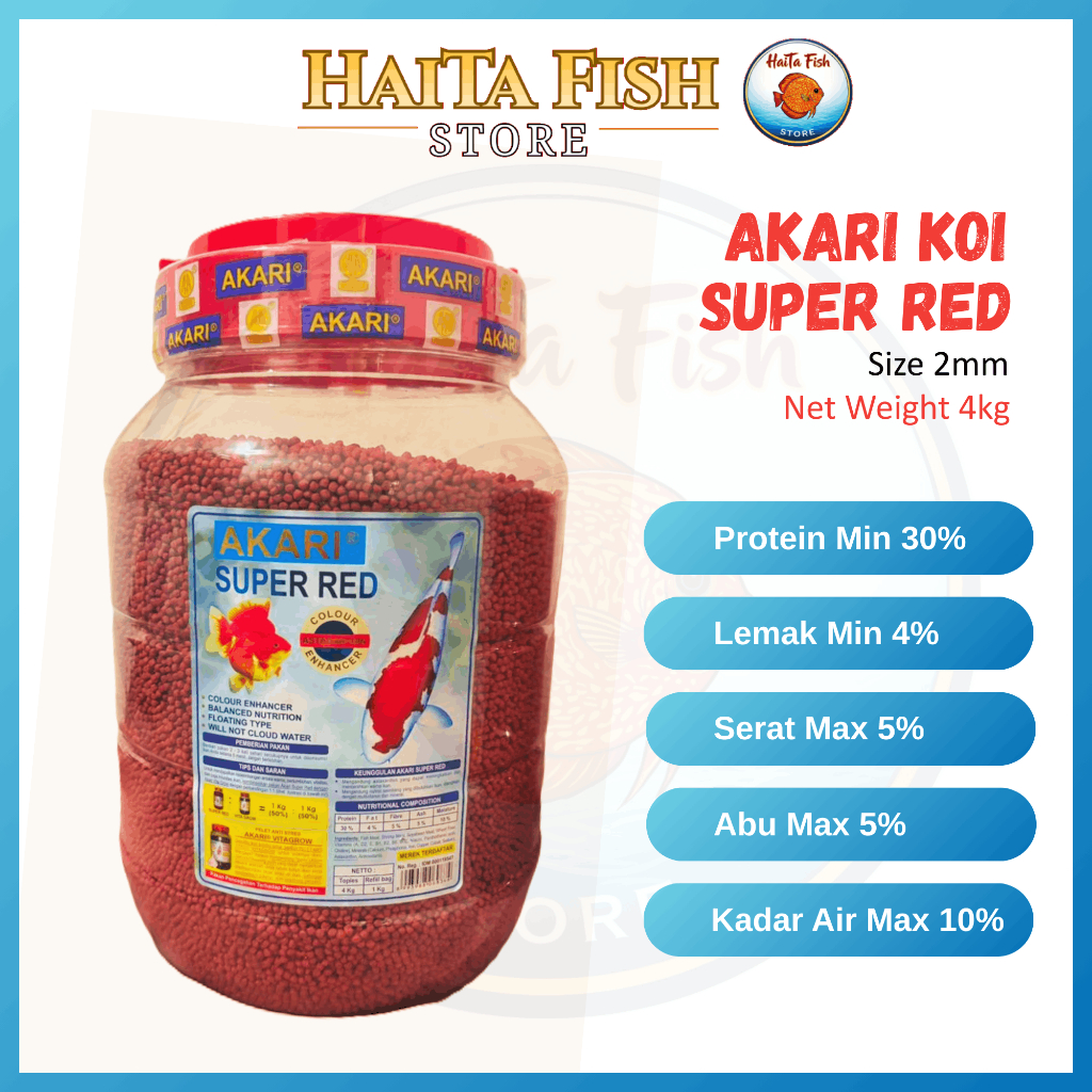 AKARI SUPER RED 2MM 4KG SuperRed pelet makanan pakan ikan koi koki louhan 4kg