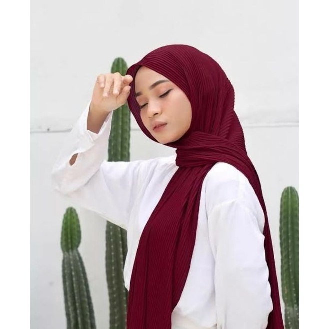 NEW PASHMINA PLISKET MAROON AYASHA HIJAB