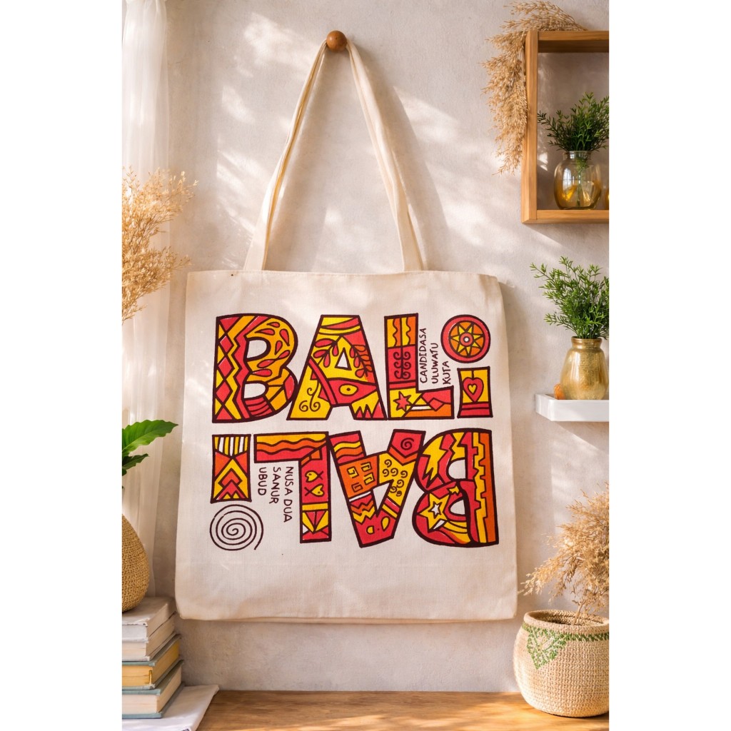 TOTE BAG WANITA BAHAN CANVAS SABLON