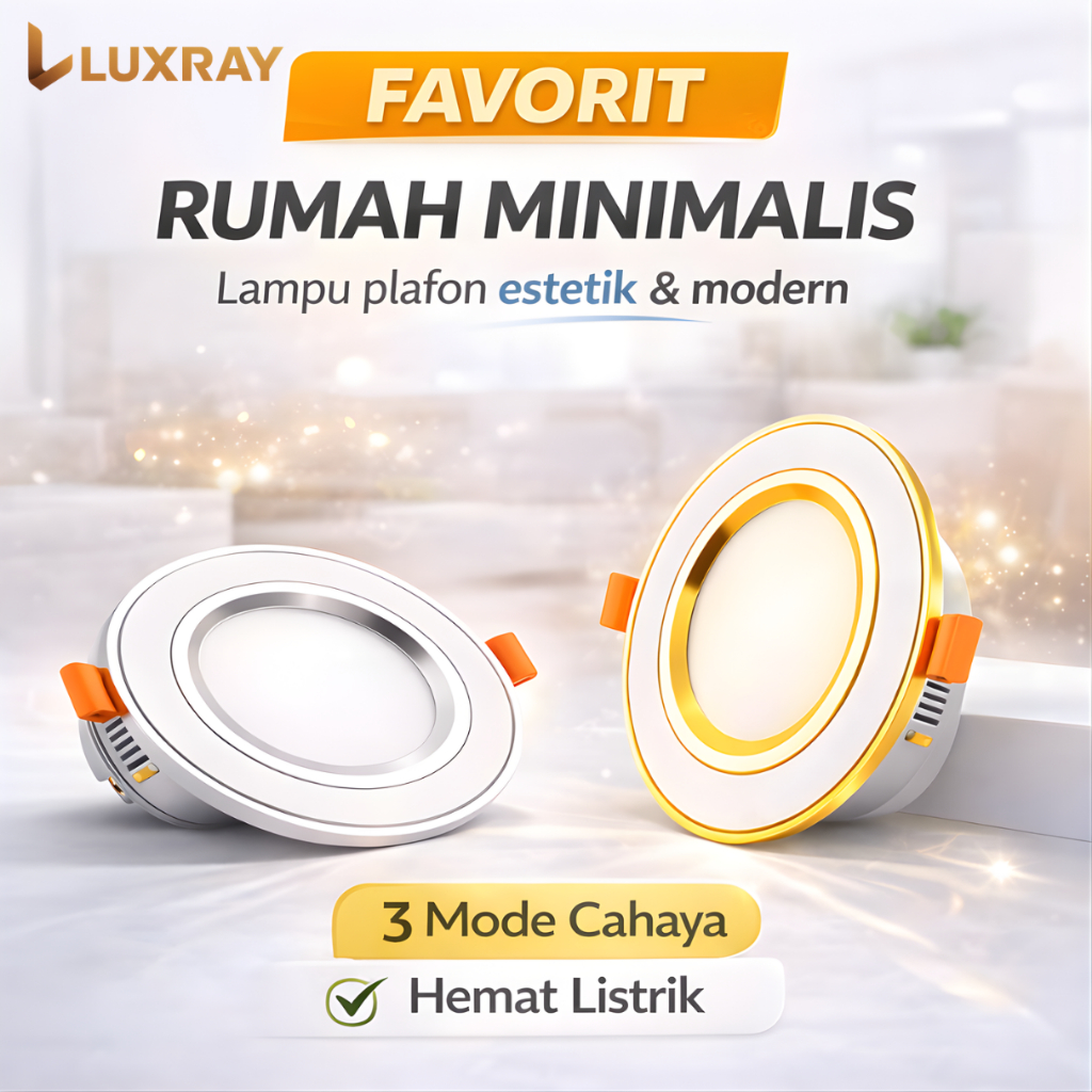 Lampu Downlight Plafon LED 5W 3 Warna Putih Warm Netral | Lampu Tanam Downlight LED Hemat Listrik