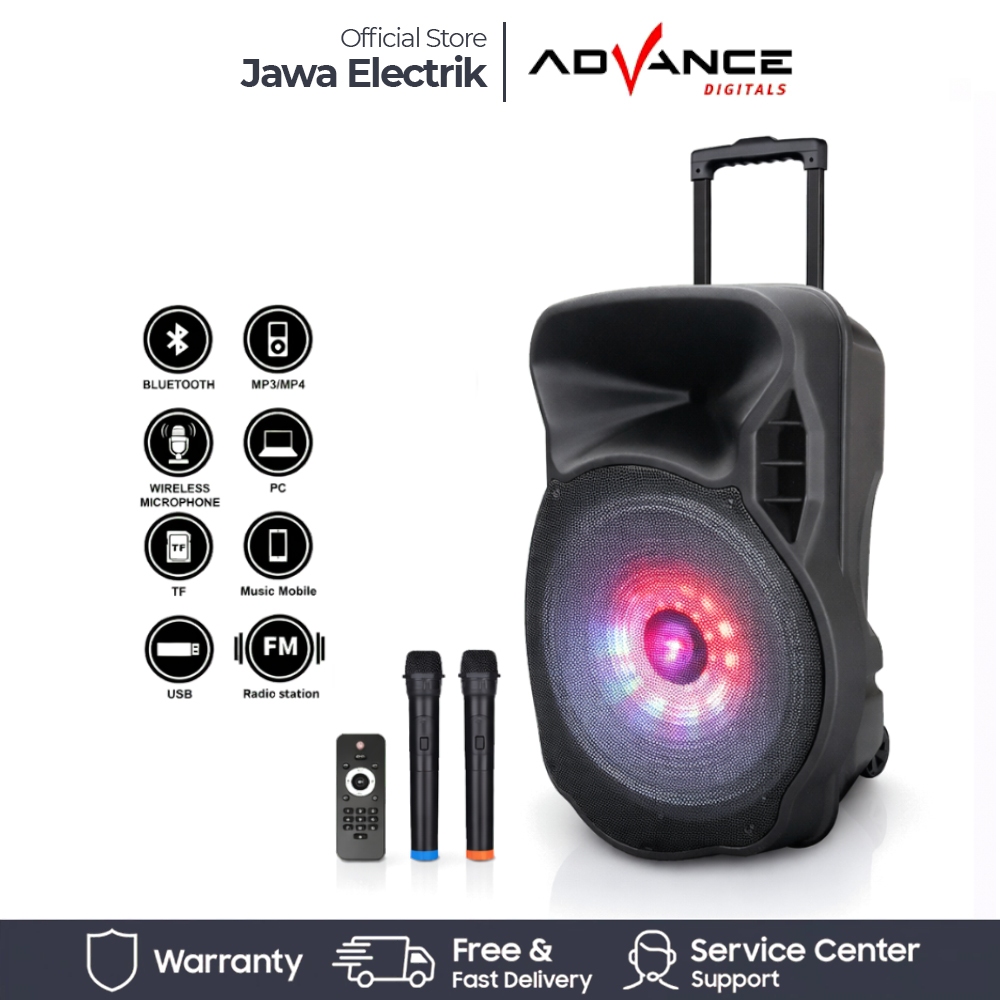 ADVANCE K1812B/SPEAKER PORTABLE ADVANCE 18 inch - FREE 2BH MIC
