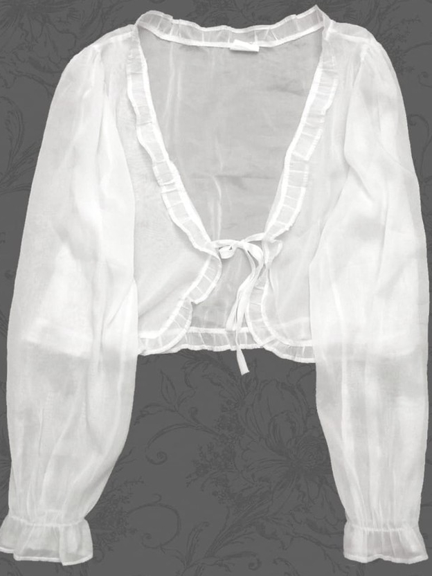 outer atasan wanita remaja putih transparan crop affairmustdie