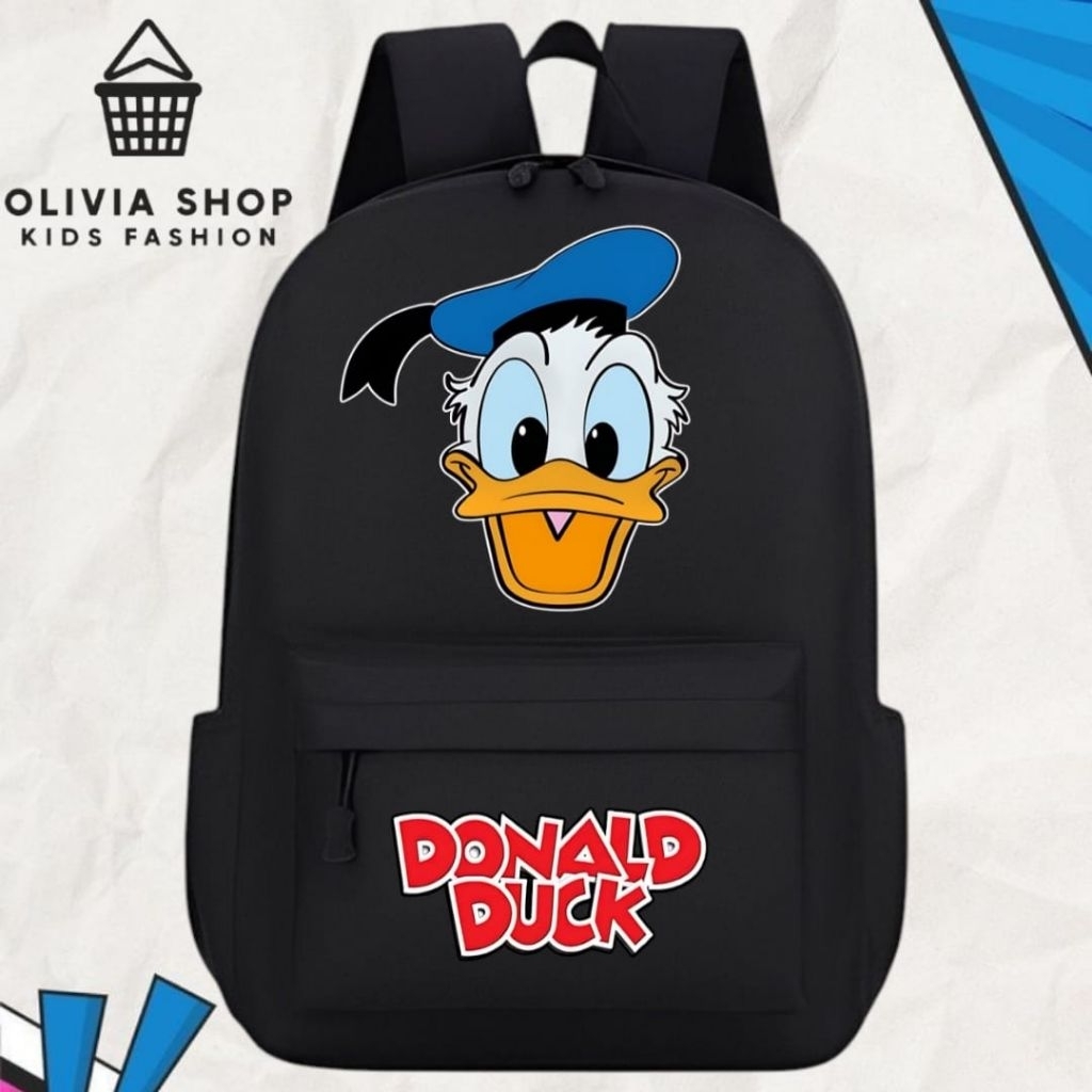 Tas Ransel Anak Gambar Donald Bebek Kanvas Cordura Unisex Backpack Tas Sekolah Anak Anti Air
