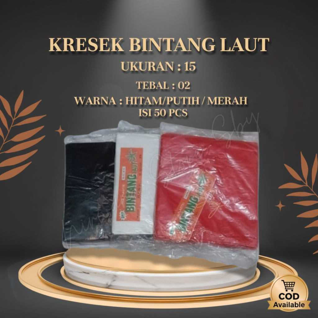 (50 PCS) BINTANG LAUT 15 x 02 | KANTONG PLASTIK / KRESEK | MERAH HITAM PUTIH