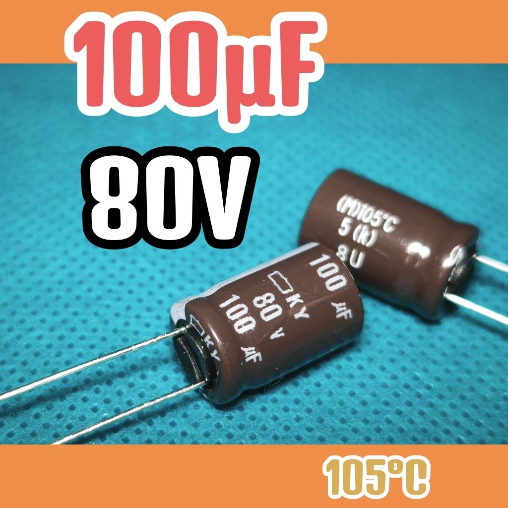 Kapasitor capasitor elko elco 80v 100uf 80v 100 uf 80 v 80volt 100uF ORIGINAL