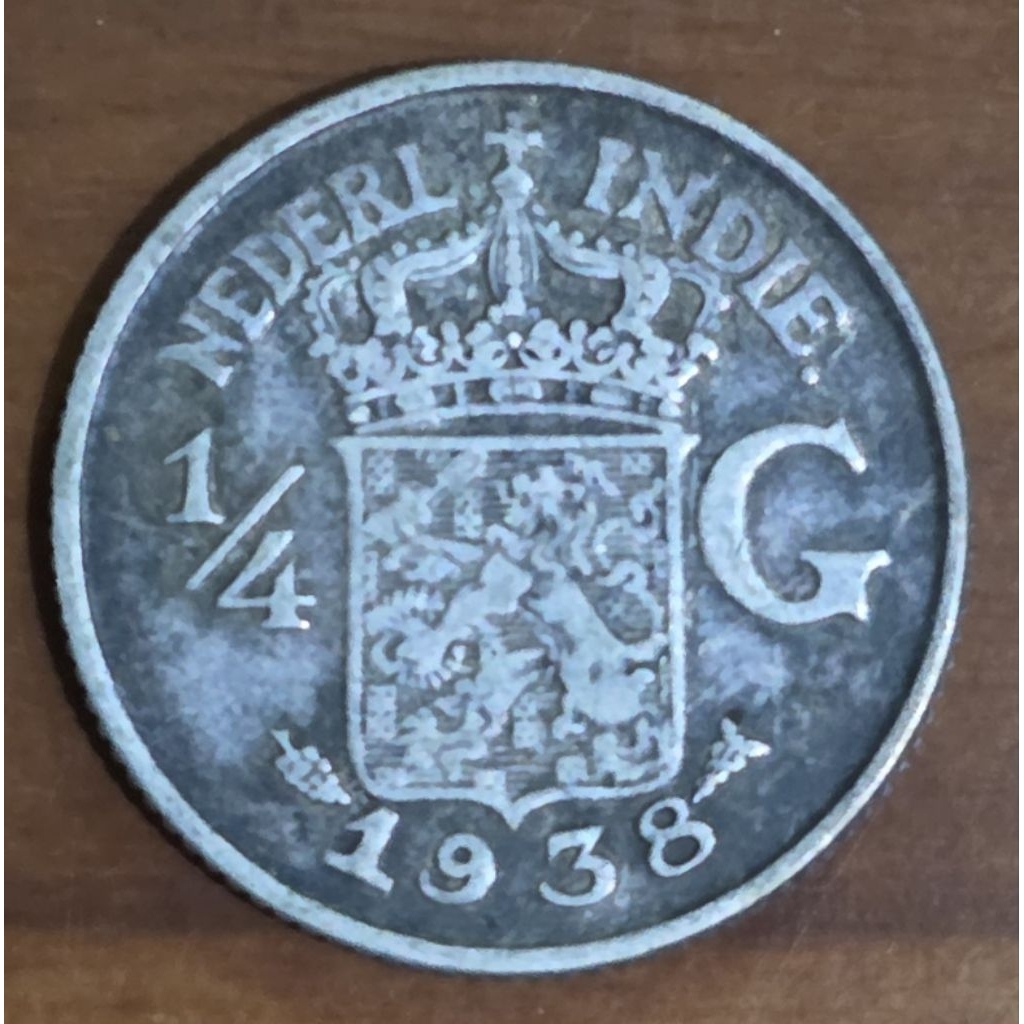Koin Perak ¼ Gulden 1938 Wilhelmina