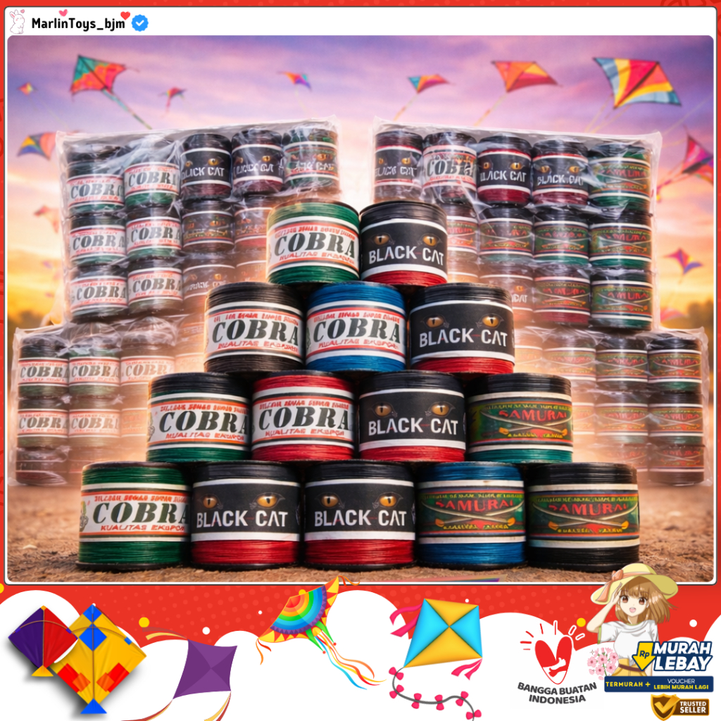 Jagoan Benang Gelasan: Akiat Asli Unyil Isi x12 - Kuat & Anti Kusut Cobra, Joker, BlackCat Original