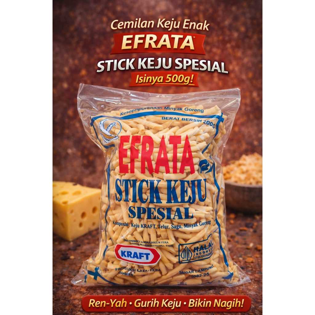 Stik Keju Kraft Efrata Kemasan Besar 500g Oleh Oleh Asli Lampung
