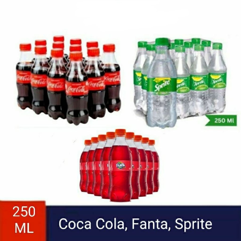 Cola Sprite Fanta Minuman Botol Mini 250ml (per pack)
