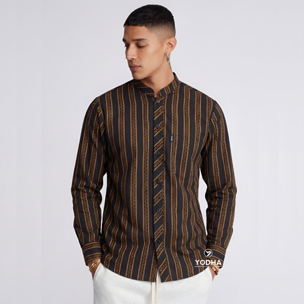 BAJU KOKO LURIK SURJAN JAWA KEMEJA SHANGHAI PRIA MUSLIM KEMKO DEWASA BASIC KATUN SERAGAM ANAK SANTRI