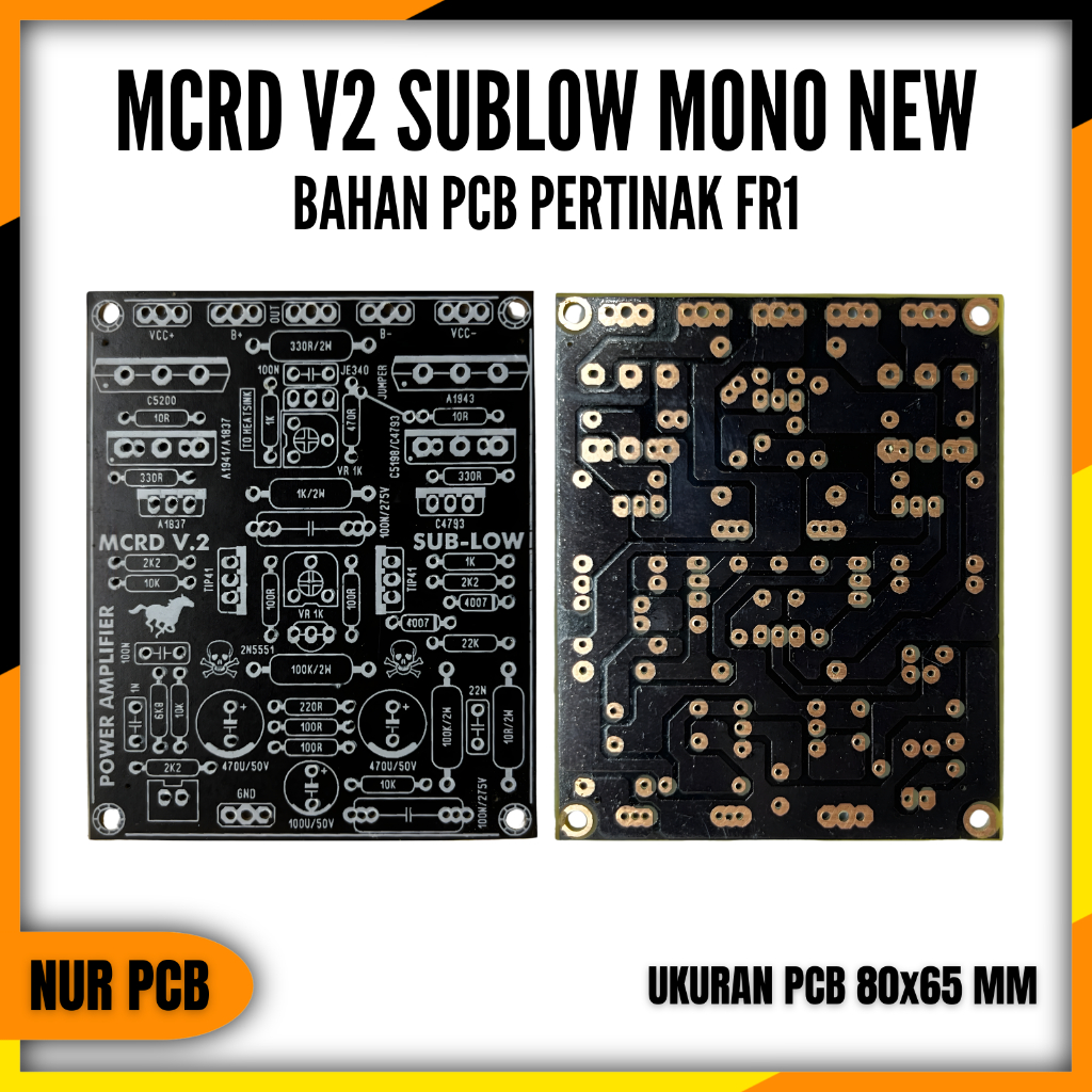 PCB Driver Power Amplifier MCRD V2 Sublow 45-90VAC 4-8 Ohm 8x6.5cm PA-062