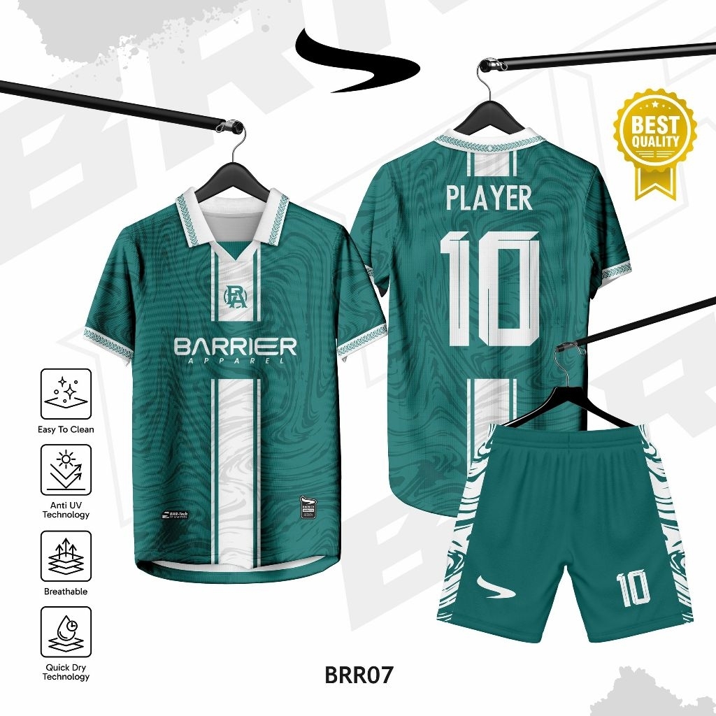 Jersey Custom Full Print Anti UV // Sepakbola // Futsal // Jersey Hijau Putih