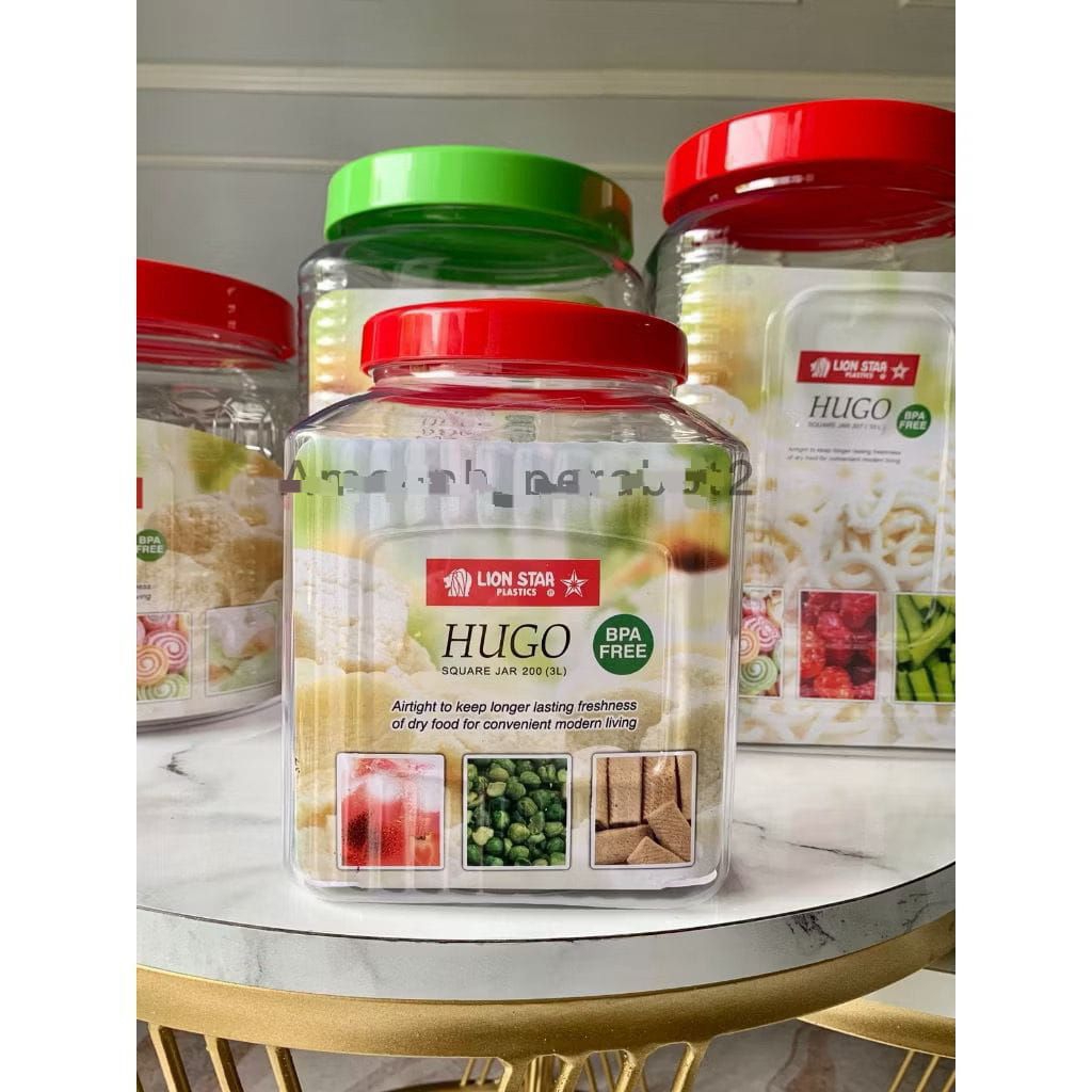 Toples Plastik kotak Hugo 3 Liter Lionstar ToplesKrupuk Toples snack toples kue