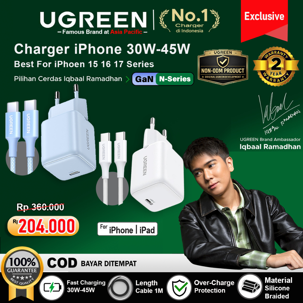 UGREEN Charger iPhone 15 16 Plus 16 Pro Max 17 17 Air PD Type C Fast Charging 20w-30w