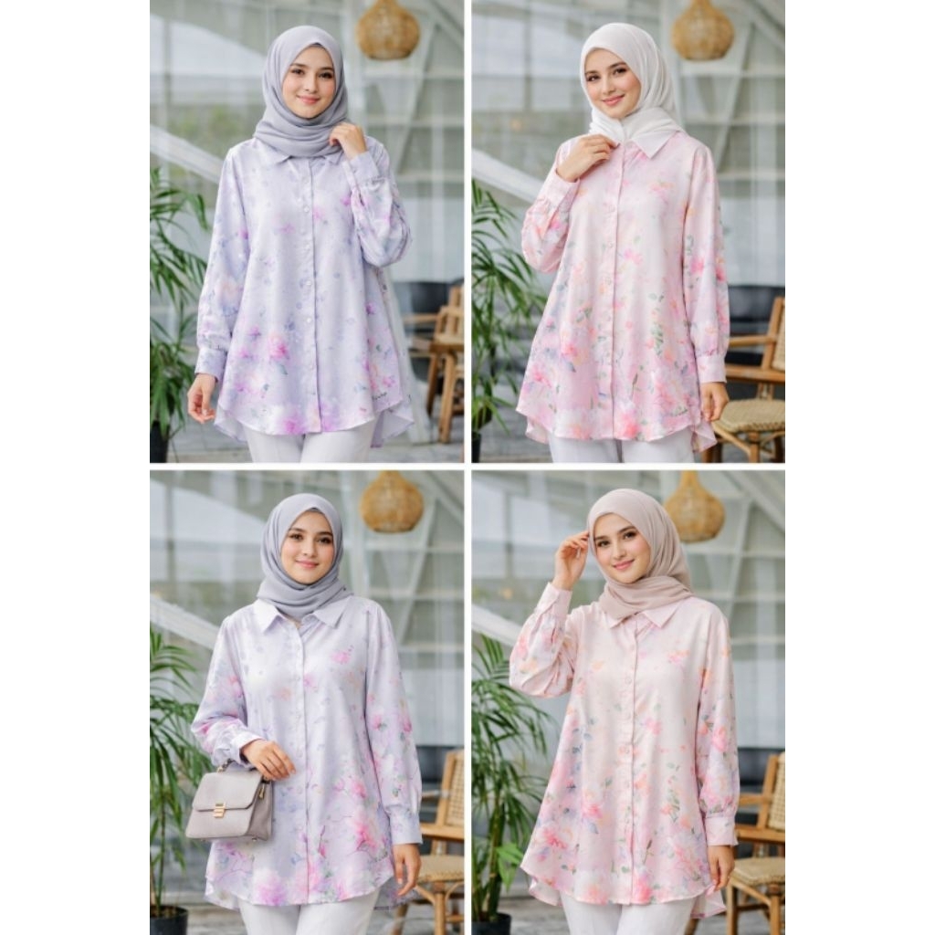 RADELIVA Tunik Blouse Wanita Muslim Blouse Muslim Tunik Muslim Wanita Baju Muslim Wanita