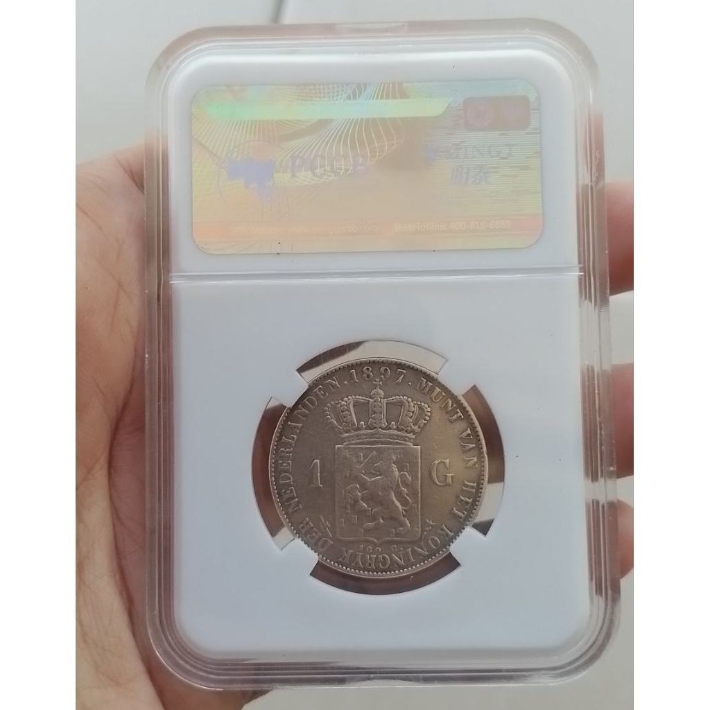 Koin Perak Silver Wilhelmina 1 Gulden Thn 1897 Longhair Kolektor item Original