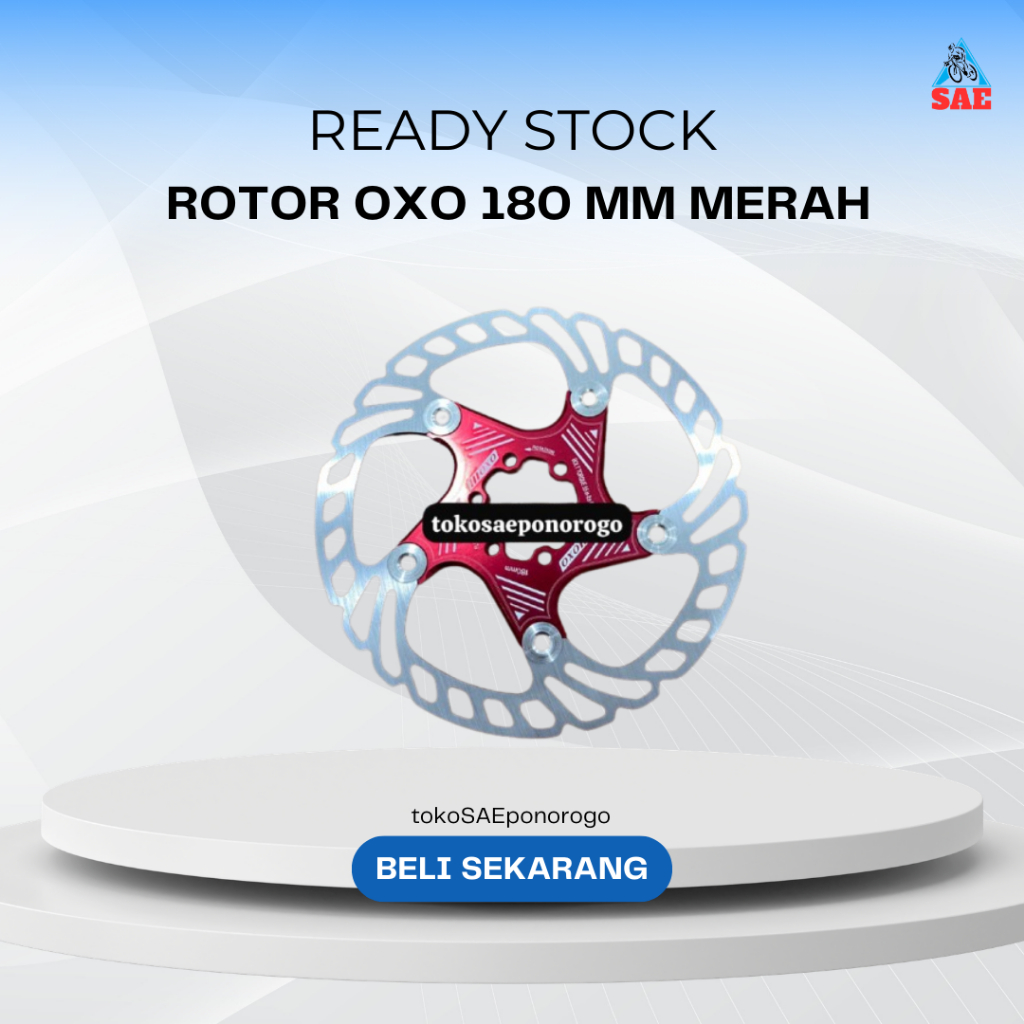 ROTOR OXO 180 MM MERAH DISC BRAKE ROTOR SEPEDA 180MM RED