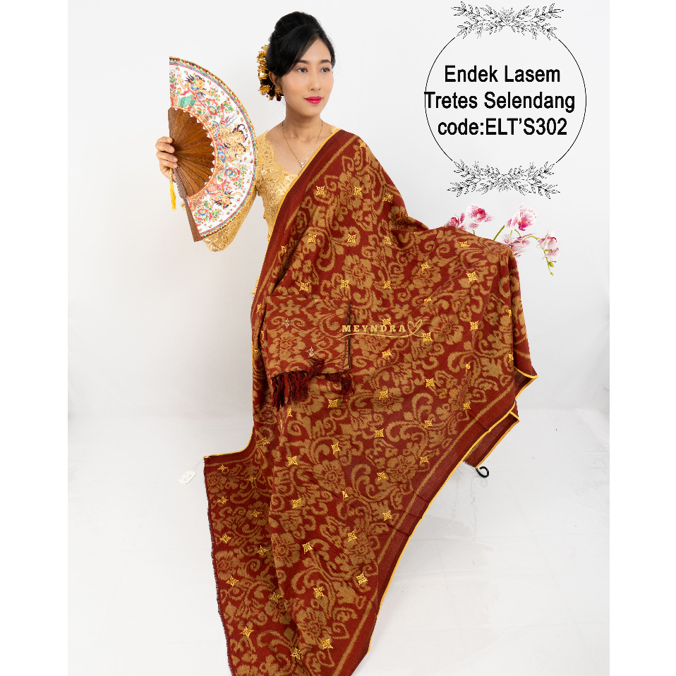 MEYNDRA BUSANA--Endek Tenun Lasem Tretes Selendang/Endek Semi Mastuli Selendang/Endek Premium Bali/E