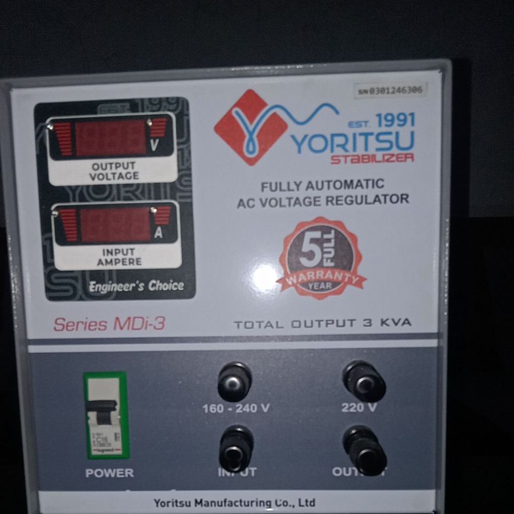 Stavol voltage stabilizer listrik YORITSU SERI MDi-3 OUT PUT 3KVA