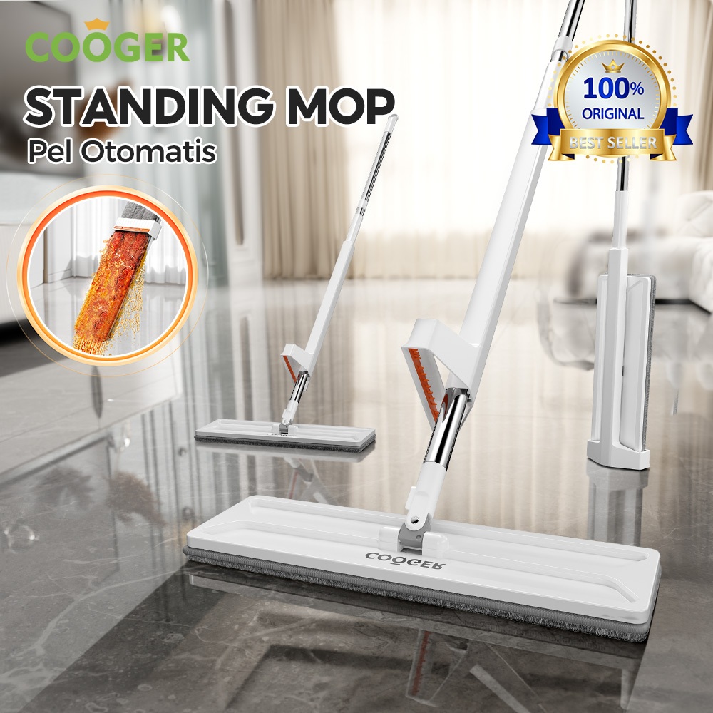 COOGER Pel Lantai Peras Otomatis Standing Mop Pel Lantai Alat Pel Lantai Dengan Kain Pel Microfiber