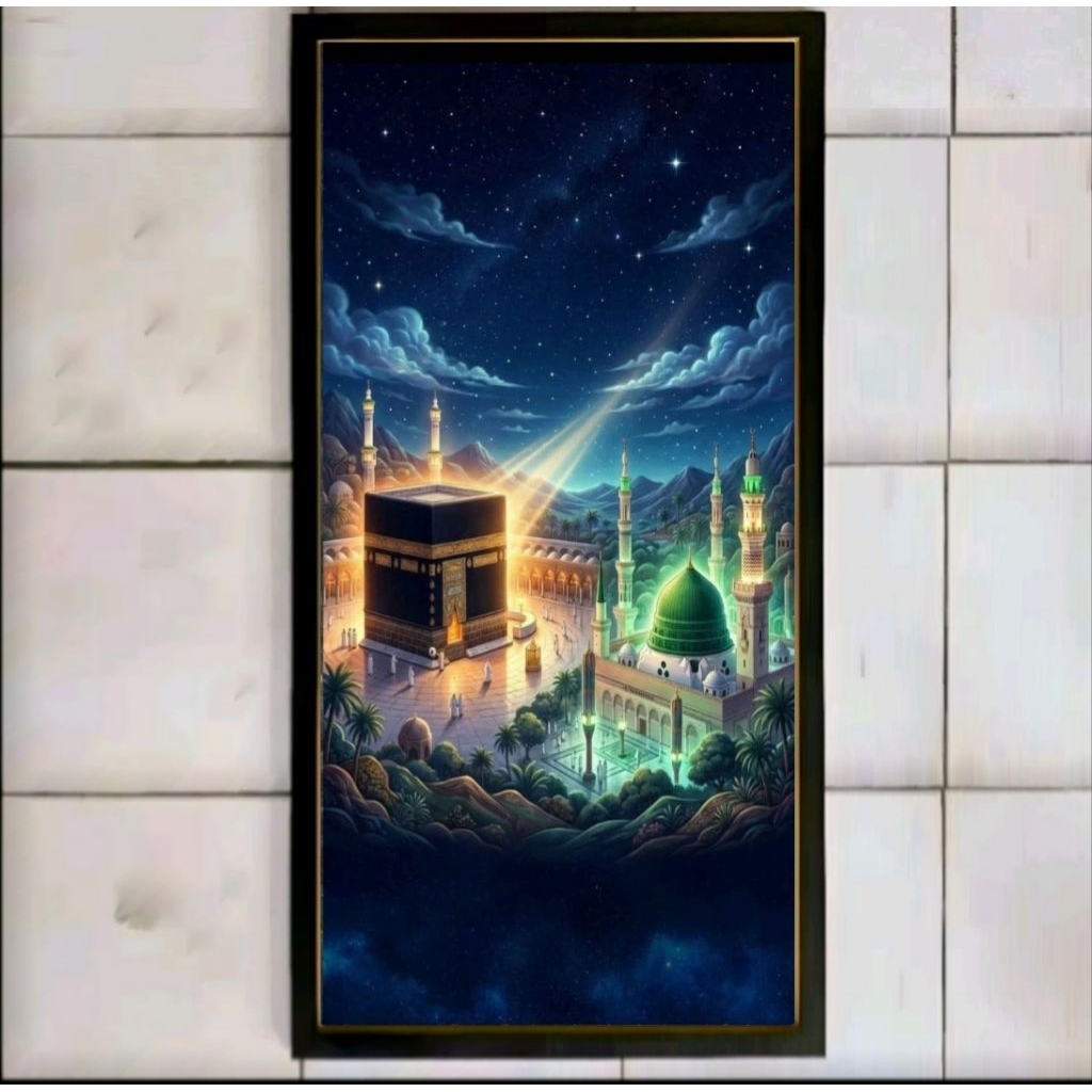 hiasan dinding cetak foto motif kakbah islam