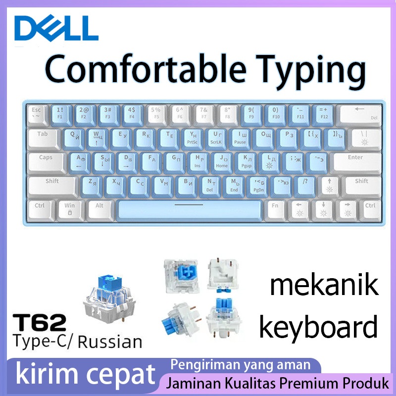 HUWEI gamen Keyboard Komputer Gaming Feeling Keyboard Mechanical Silent RGB 60% Backlit Layout