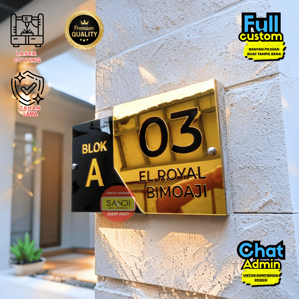 PAPAN NOMOR RUMAH AKRILIK | NOMER RUMAH AKRILIK | NO RUMAH AKRILIK | ALAMAT RUMAH HURUF 3D LUBANG