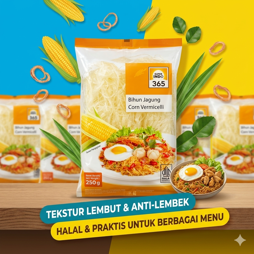 365 BIHUN JAGUNG CORN VERMICELLI | MERK SUPER INDO SUPERMARKET