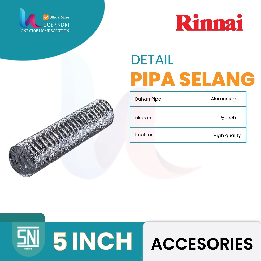 Selang Cooker Hood Rinnai 5 Inch Original – Pipa Flexible Aluminium Penyedot Asap Dapur