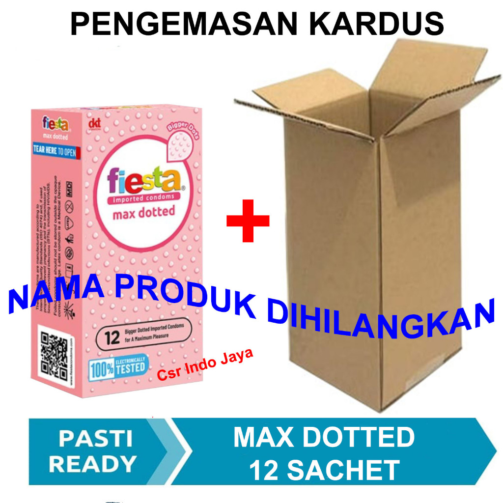 Kondom Fiesta Max Dotted Isi 12 Sachet  Dan Kardus / Bintil Dot Lebih Besar Dan Berasa Anti Bocor