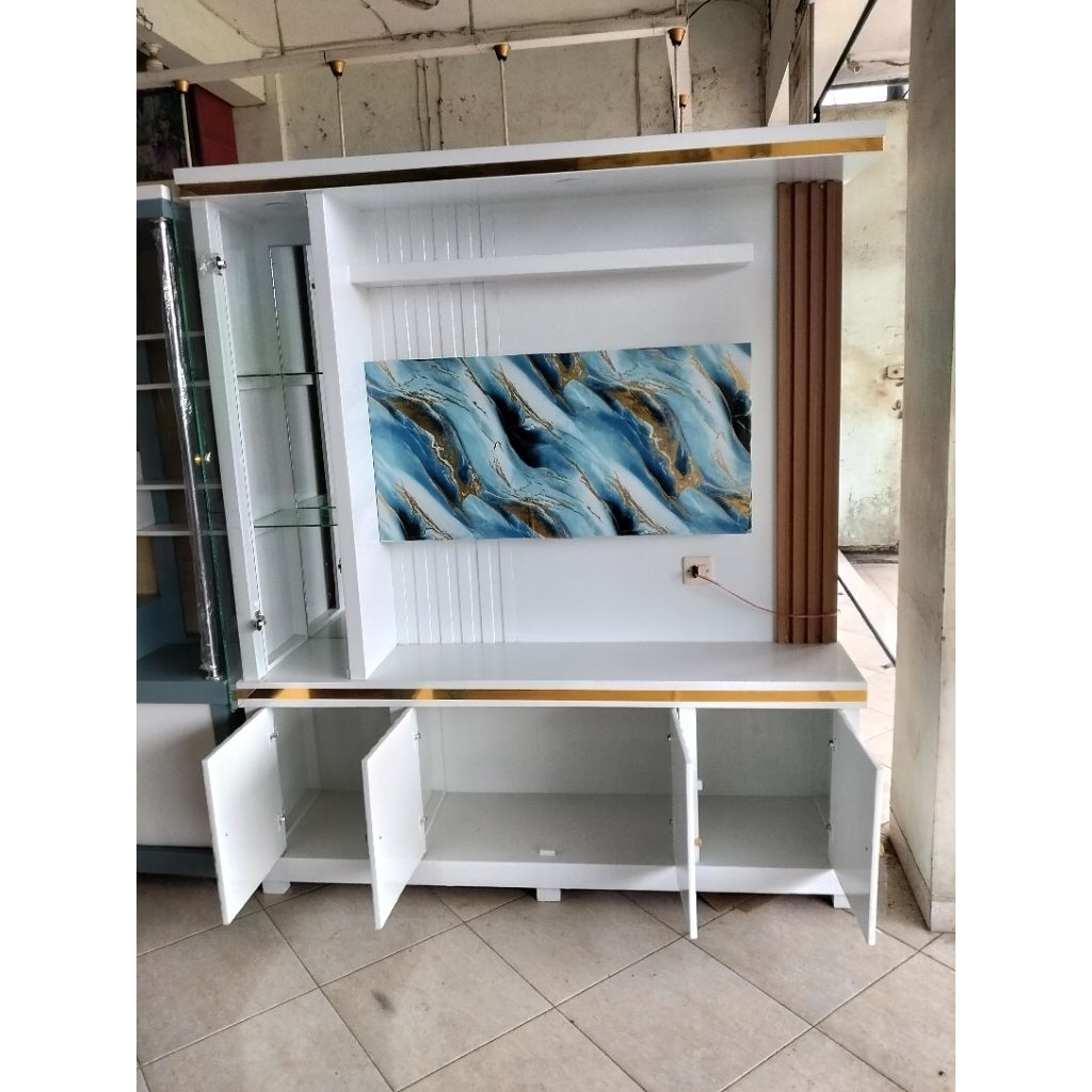 Bupet Jari TV Cermin Lampu, Laci 4 Ambalan kaca