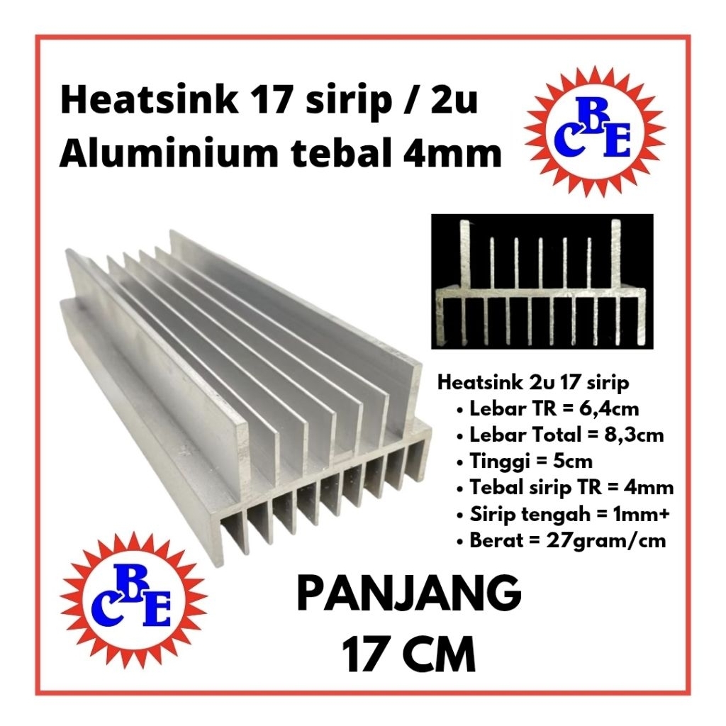heatsink 2u 17cm aluminium | hetsink 17 sirip 17cm