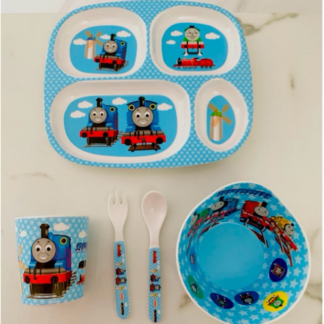 paket 4in1 piring melamin karakter melamine kid thomas and friends hampers