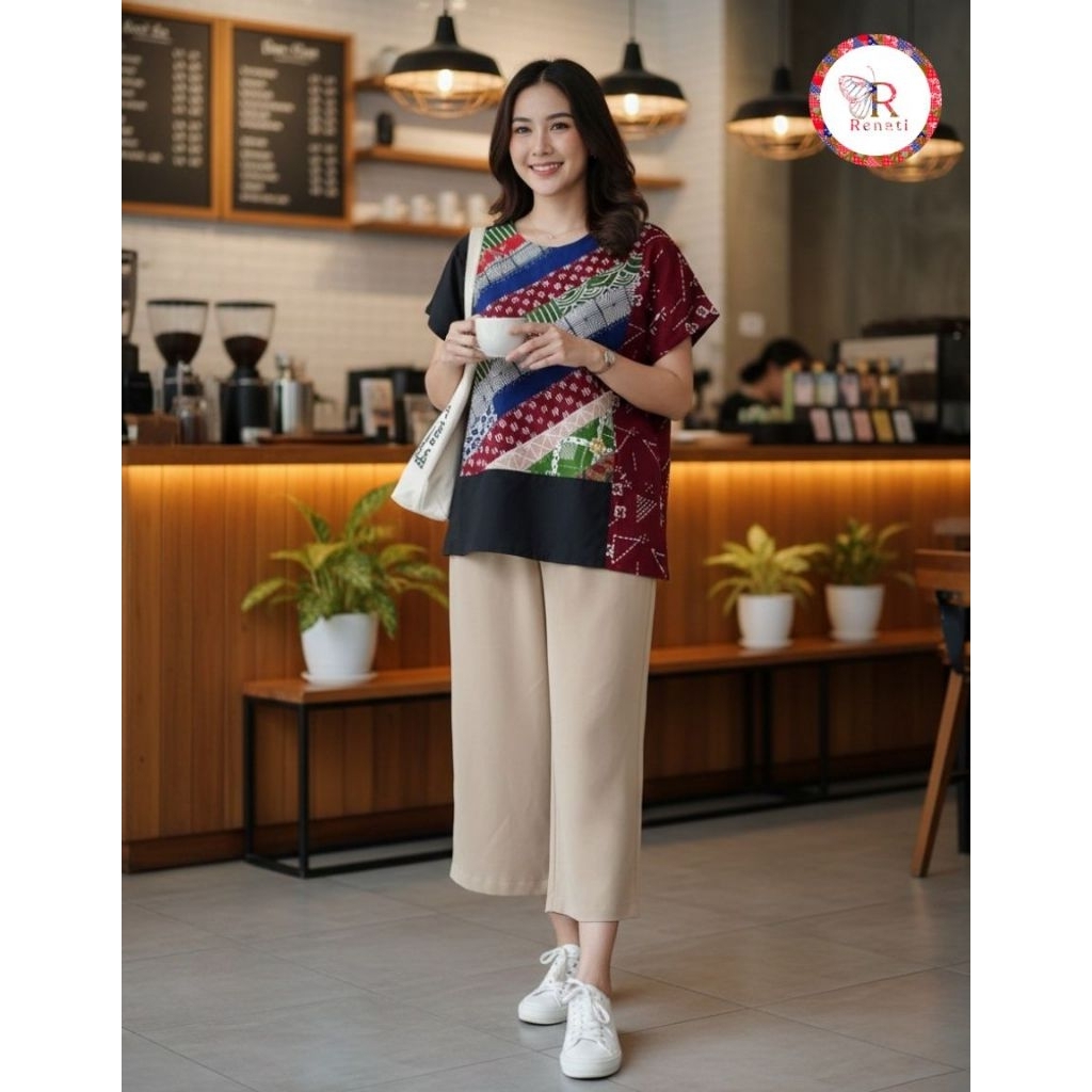 Tara Top, Atasan Batik Perca Wanita Elegan - Model Batik Modern