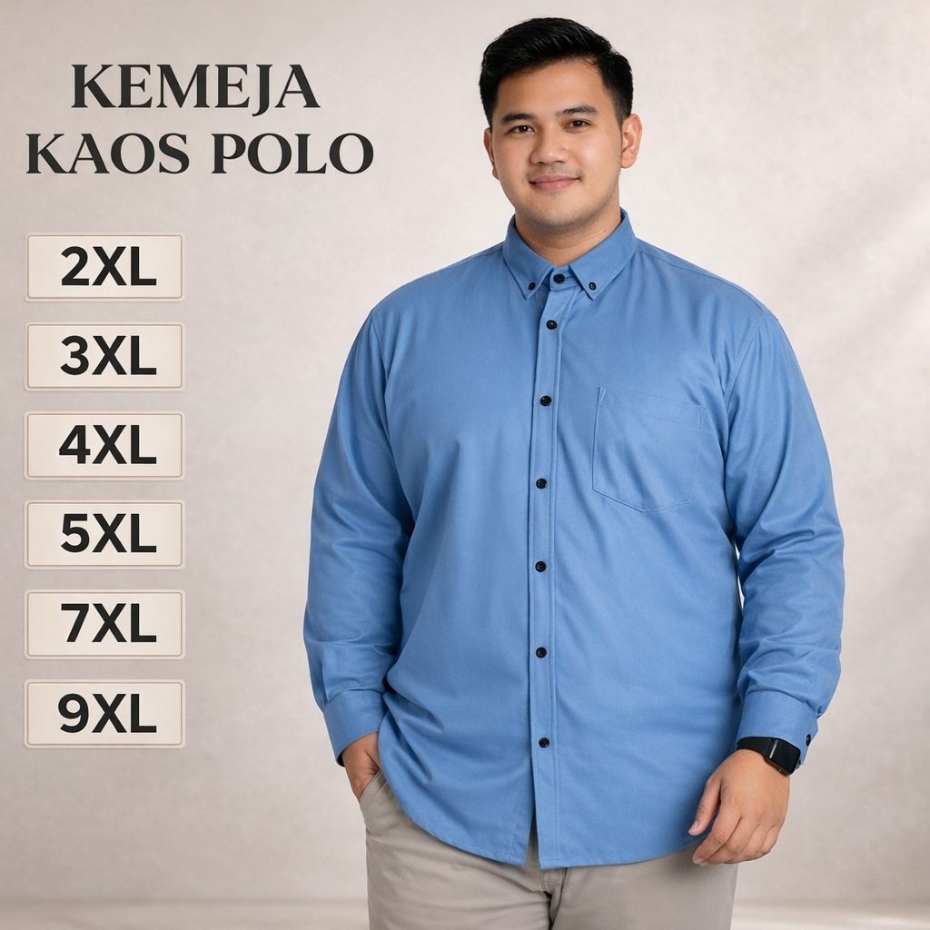 Bigman Kemeja Polo Laqos Pique Big Size Jumbo Lengan Panjang XXL 9XL