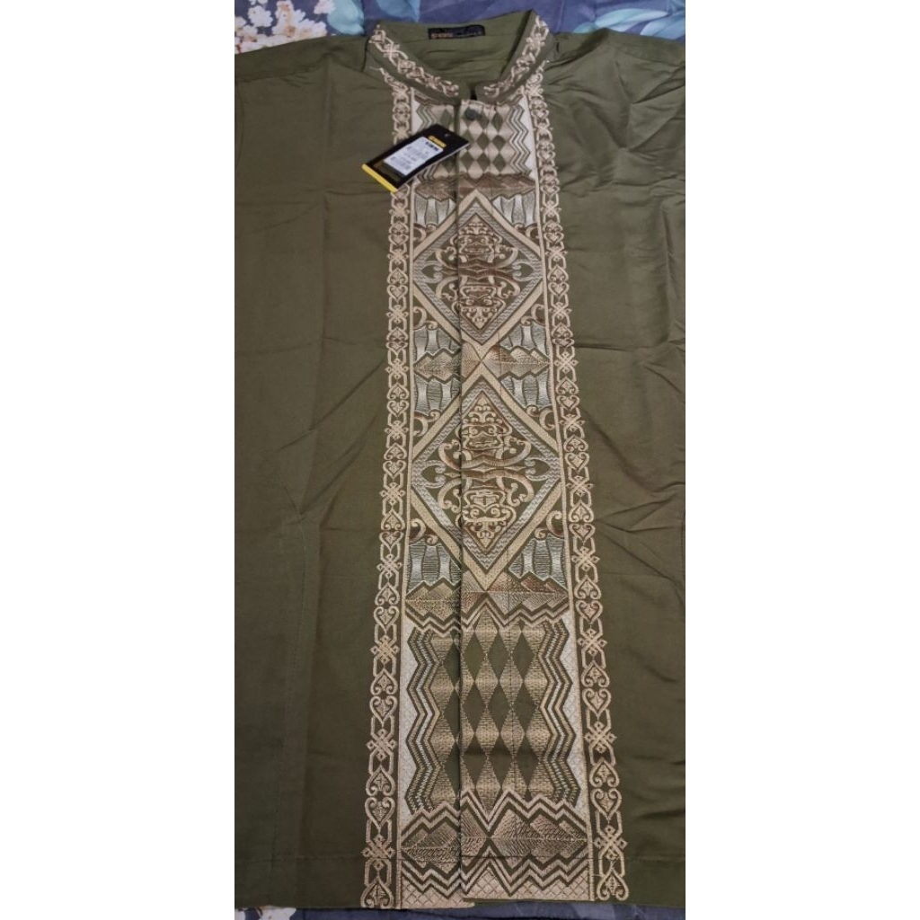 Baju koko S135  100% baru bahan katun kancing embos