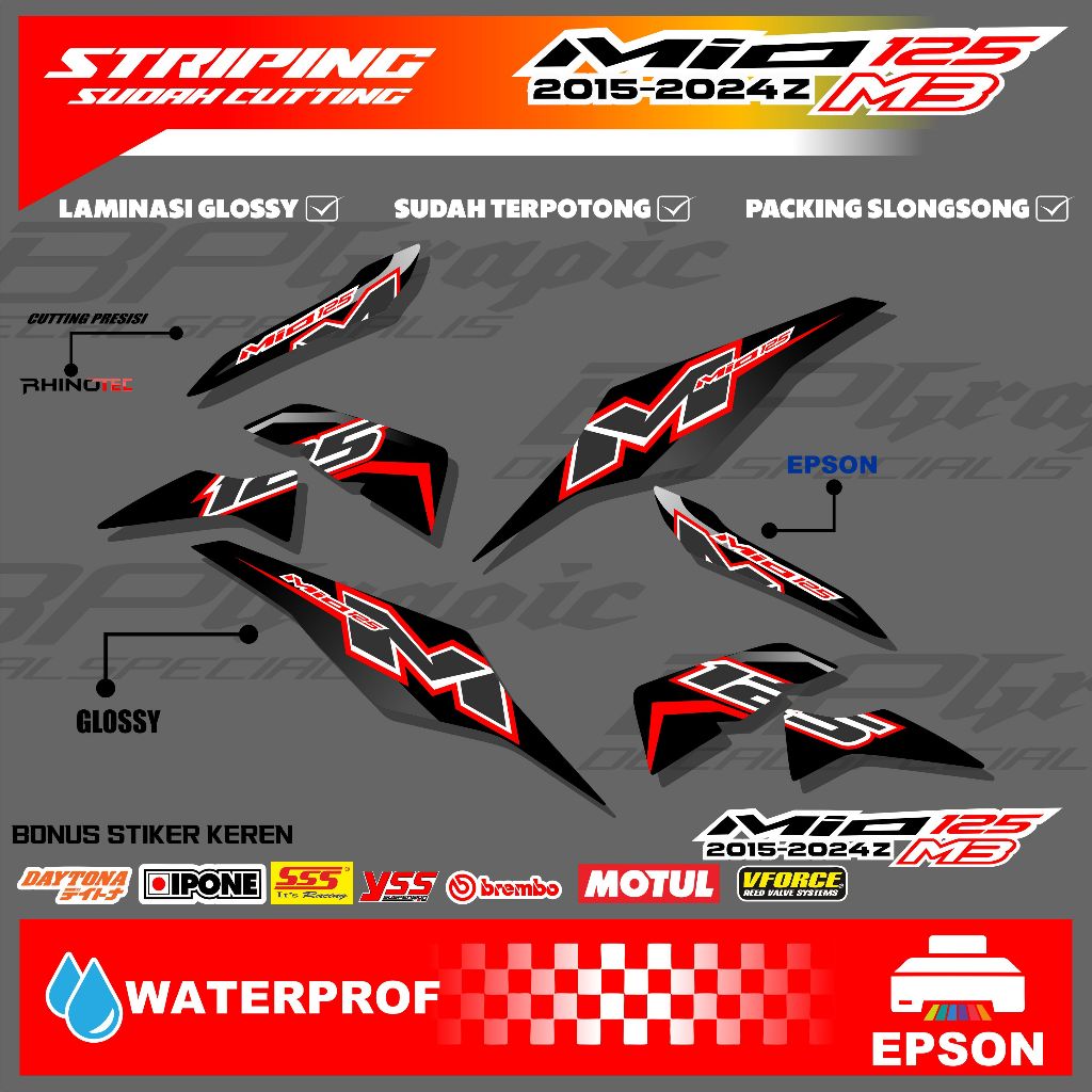 [MOO 002] Striping Motor Mio 125 M3 Vinyl Anti Air Berkualitas