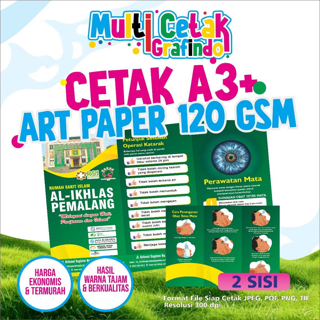 CETAK A3+ ART PAPER 120 [ 2 SISI ] / PRINT A3+ ART PAPER 120 GSM / BROSUR / FAMLET