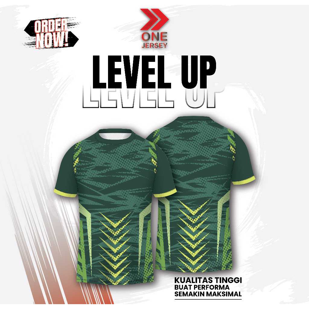 Jersey Kaos Olahraga Pria Wanita Motif Green Army - Baju Badminton Futsal Lari Full Printing