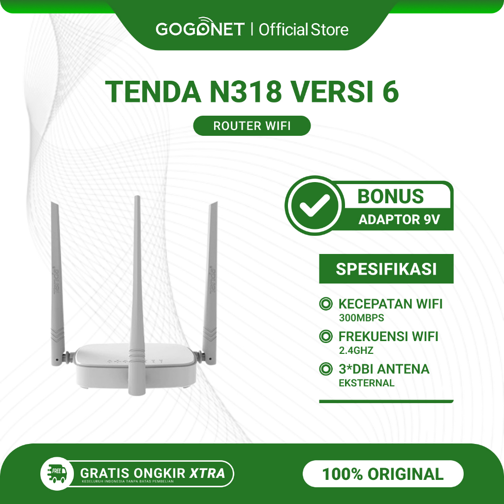 Tenda N318 Wiresless Router WiFi 300Mbps Bekas Original Bonus Adaptor