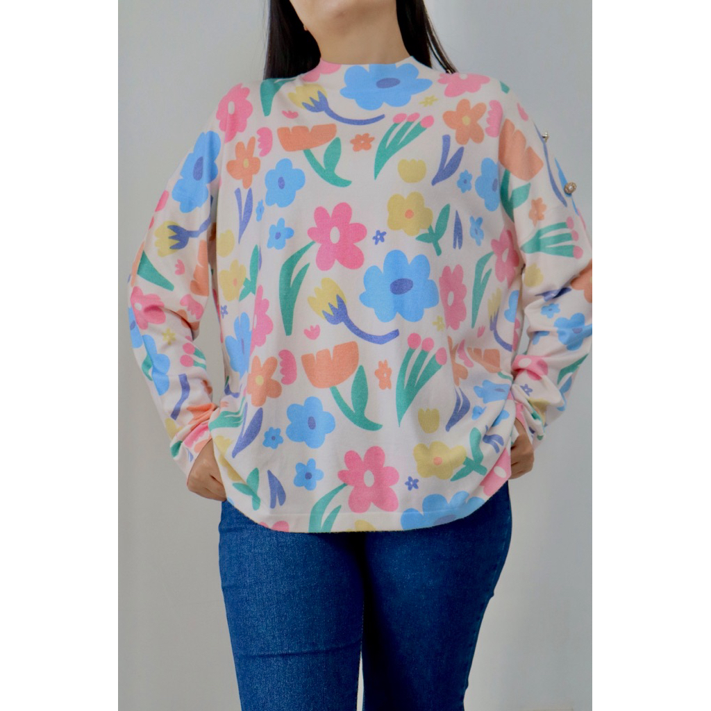 Colorful Flower Sweater/ Sweater Bunga Warna Warni