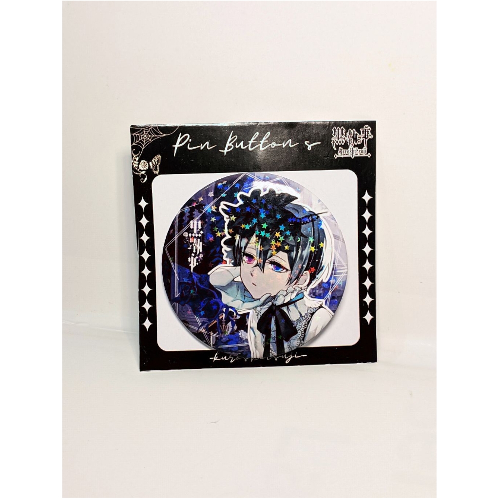FREE GIFT Button pin hologram Black Butler, collectible badge Ciel Phantomhive bahan metal/kaleng