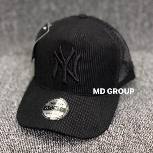 Topi Jaring IMP Cotton Corduroy Premium Motif NY Full Hitam