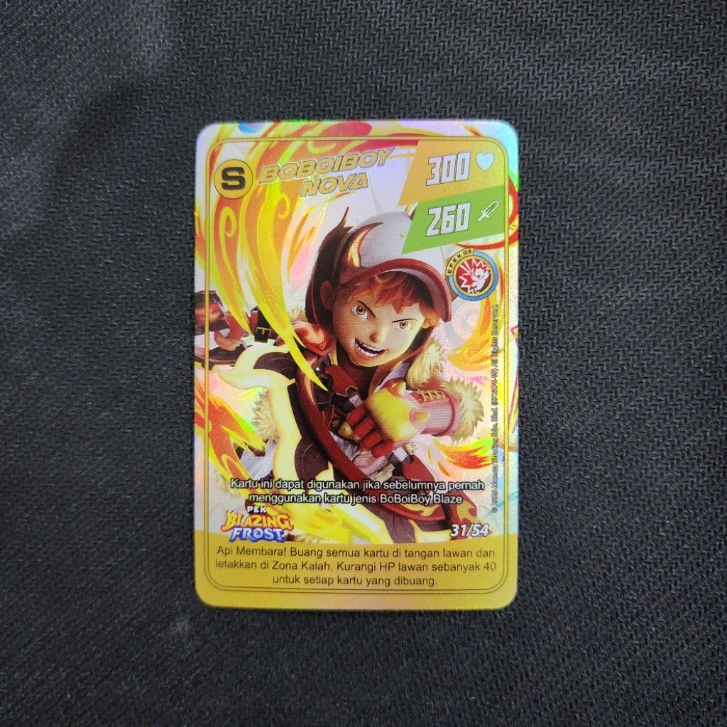 Kartu Boboiboy Monsta Galaxy Card - Boboiboy Nova 31/54 (S Rank Silver Card) Pek Blazing Frost