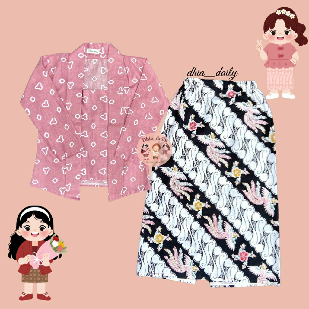 Kebaya Anak Kutubaru Eswari | kebaya usia 6 bulan-11 tahun | One Set Kutubaru lengan panjang | kebay