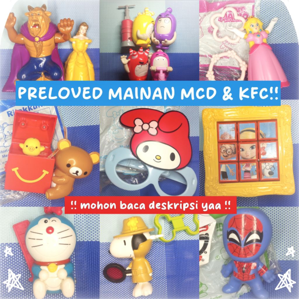 [BACA DESKRIPSI] Preloved Mainan Campur Random Anak McDonalds & KFC Chaki Kids Meal | Doraemon, Snoo